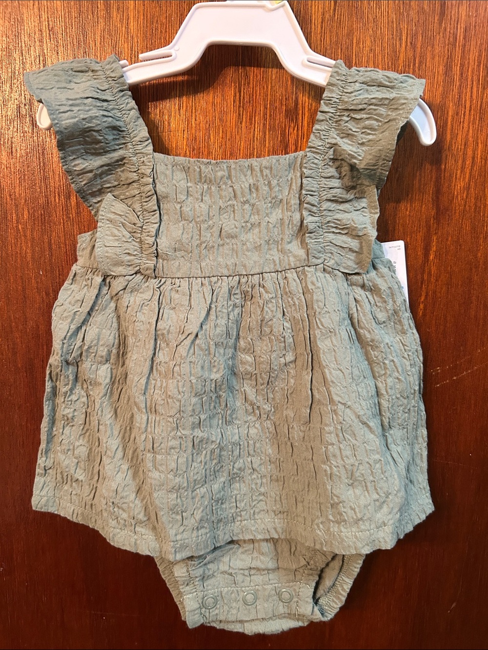 Carter's Sage Green Textured Ruffle Romper
